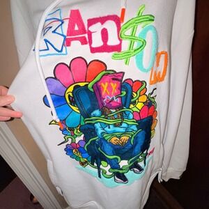 RS1NE Ransom Graphic Hoodie Mens 3XL White Good Zipper Pockets Streetwear